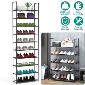 23.03x10.82x72.83in 10-Tier Shoe Rack - Heavy Duty Steel Frame, 66lbs Capacity, Adjustable Tiers for Boots/High Heels