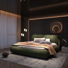 King Size Luxury Upholstered Platform Bed with Oversized Padded Backrest and Solid Wood Frame,suitable for Multiple heights of mattresses