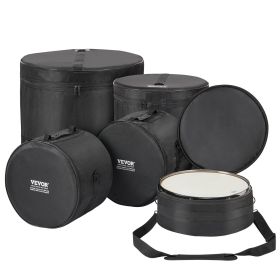VEVOR 5-Piece Drum Bag Set, 1680D Oxford Fabric, Padded Drum Bags and Cases with 4.92 ft Detachable Shoulder Strap Carry Handles Foldable Design