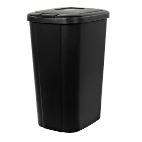 Kitchen Trash Can, 13.3 Gallon, Plastic Touch Top Garbage Bin with Lid, Black