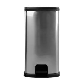 13 Gallon, Plastic Rectangular Step Garbage Bin, Silver