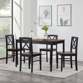 Eco-Friendly Solid Wood Dining Set - Sustainable Home & Restaurant Furniture with Black Metal Accents, Dark Brown