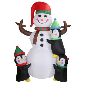1Pc 5.9FT Christmas Inflatable Outdoor Decoration Snowman Penguin Blow Up Yard Decoration With LED Light Built-in Air Blower For Winter Holiday X (Color: White)