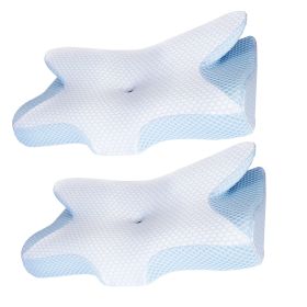 2Pcs Memory Foam Pillow Neck Support Pillow For Pain Relief Sleeping Ergonomic Contour Orthopedic Support Side Back Stomach Sleeper (Option: 2PCS)