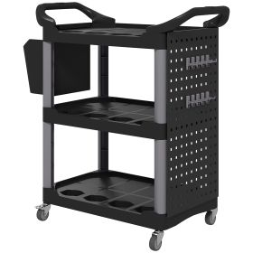 3-Tier Rolling Tool Cart, 200 LBS Capacity Plastic Utility Cart With Side Shelf And Bucket, Black And Light Gray (Option: Gray)