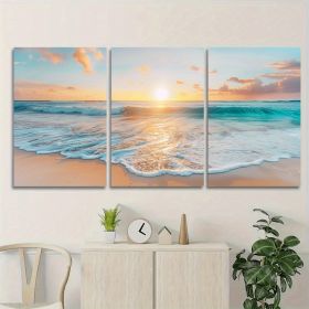 3pcs Wood Frame Canvas Print Decorative Painting, Sea Life Octopus Turtle Seahorse Watercolor Art Painting--Selling On Temu Is Prohibited (Option: 36x24inch)