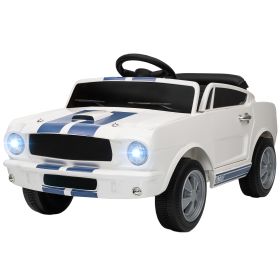 Ride On Car With Remote Control, Adjustable Speed, MP3, Smooth Start, LED Lights, White (Color: White)