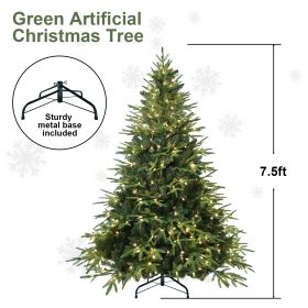 PVC Christmas Tree, Christmas Decorations, Green, With Lights (Option: Half of 15ft)