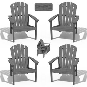 HDPE Stackback Adirondack chair, 4 Pack (Color: Gray)