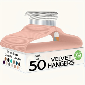 Velvet hanger(50pack) (Color: Light pink)