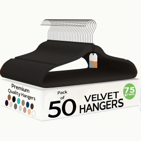 Velvet hanger(50pack) (Color: Black)