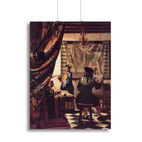 The Allegory of Painting by Vermeer Canvas Print or Poster (Type: Standard Framed Canvas Print, size: 12" x 8" / 30cm x 20cm (approx))