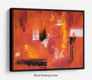 Blue Green and Yellow Abstract Painting Floating Frame Canvas (Color: Dark Walnut, size: 24" x 16" / 60cm x 40cm (approx))