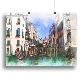 Venice Painting Canvas Print or Poster (Type: Standard Framed Canvas Print, size: 32" x 24" / 80cm x 60cm (approx))